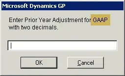 Prior Year Adjustment message