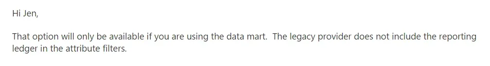 MR reporting ledgers