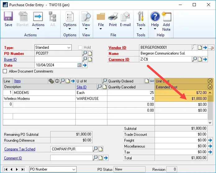Purchase Order with Functional view