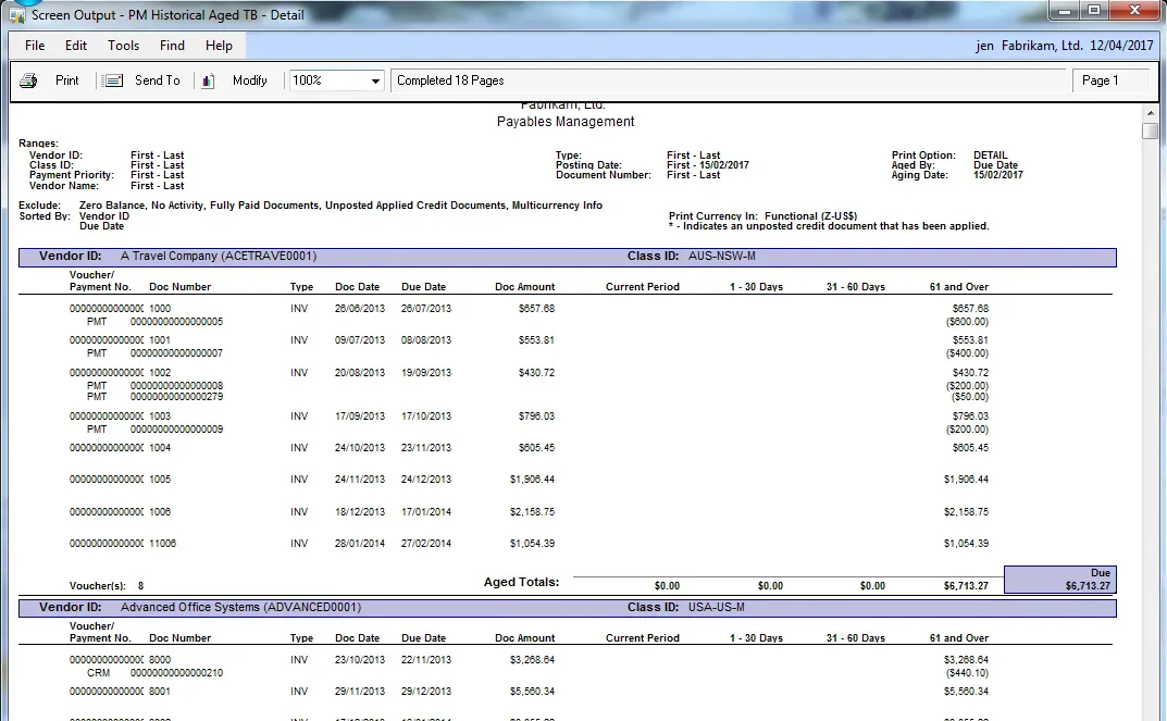 The PM HATB report before I made my changes.