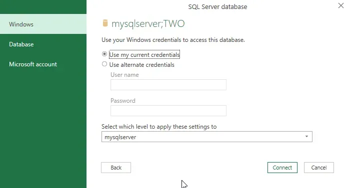 SQL Authentication via Windows