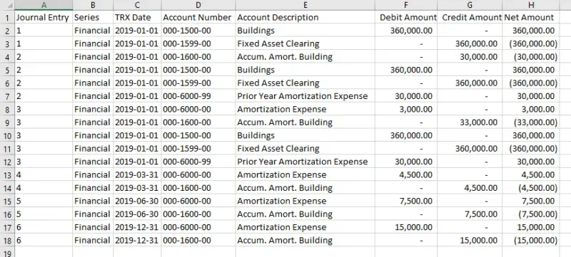 Excel after export