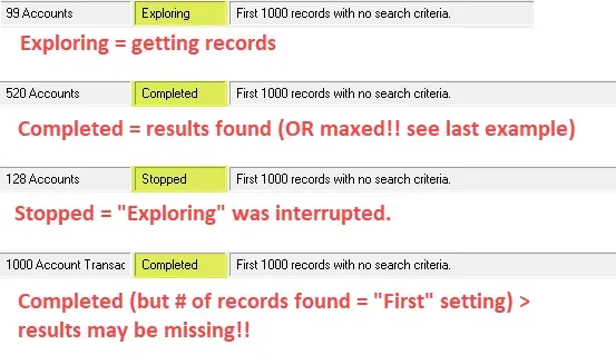 Statuses of SmartLists
