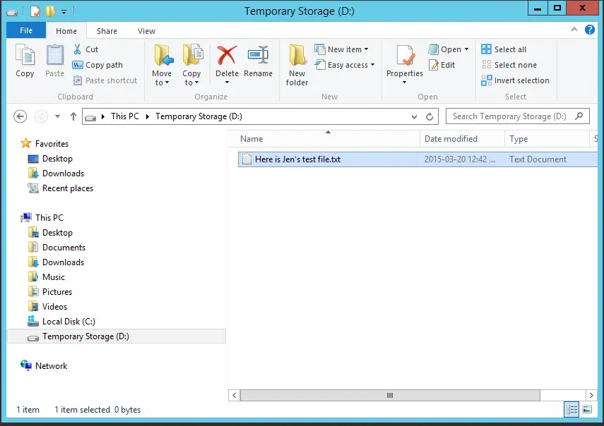 A test file put on the D drive.