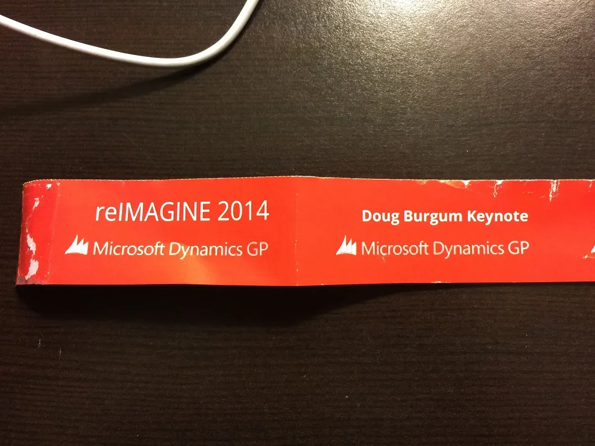 A picture of the wristbands we needed for entry to the Fargo Theatre.