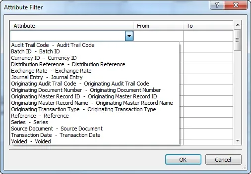 column attribute filter